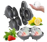 COM-FOUR® 2x bandeja de cubitos de hielo XL, molde para bolas de hielo | máquina para hacer cubitos de hielo de silicona para 8 bolas de hielo grandes