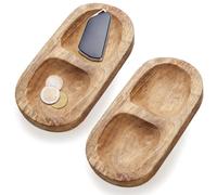 com-four® 2x bandejas de madera de mango, bandeja ovalada con dos | plato para fruta - snacks y accesorios - decoración de madera para el hogar