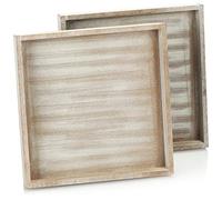 COM-FOUR® 2X Bandejas para Servir Hechas de Madera, bandejas Vintage | bandejas de madera chic - bandejas decorativas vintage