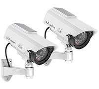 com-four® 2X Cámara Falsa de Seguridad, Cámara ficticia con Soporte | Cámara de circuito cerrado con LED - Cámara falsa exterior