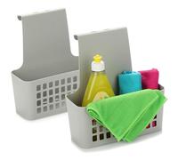 com-four® 2X Cesta Colgante de plástico, Organizador Resistente para Cocina | baño y armario - estante ligero para colgar en puertas