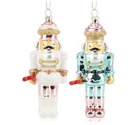 COM-FOUR® 2X Decoraciones Premium para árboles de Navidad | Figura de cascanueces de Vidrio auténtico - Bolas de árbol Especiales como Adornos navideños - Colgantes Especiales