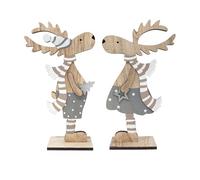 com-four® 2X Expositores Decorativos para Navidad, Reno de Madera | expositores navideños para decorar