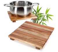COM-FOUR® 2X salvamanteles de bambú, Base Duradera para ollas, sartenes | cazuelas y platos - bandeja natural de protección térmica