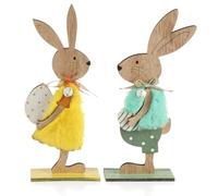 com-four® 2X Soportes Decorativos para Pascua, Par de Conejitos de Pascua | Conejitos de Pascua para Pararse - Decoración de Pascua de Madera