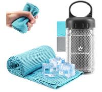 com-four® 2X Toalla refrescante con Botella, Cooling Towel 80x30 cm | toalla fría para deporte - calor y exteriores - enfriamiento inmediato - reutilizable