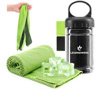 com-four® 2X Toalla refrescante con Botella, Cooling Towel 80x30 cm | toalla fría para deporte - calor y exteriores - enfriamiento inmediato - reutilizable