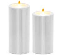 com-four® 2x Velas LED con Temporizador, Velas sin Llama | Velas decorativas en 2 tamaños con llama realista, juego de plástico con temporizador de 6/18 horas