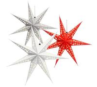 com-four® 3 Estrellas Luminosas 3D LED 60 cm, Estrella navideña | estrella de papel premium para colgar