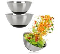 com-four® 3 piezas Juego de cuencos de acero inoxidable, Ensaladera en 2 | Cuenco para mezclar 750/1300 ml - Cuenco de acero inoxidable para hornear y servir