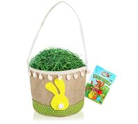 com-four® 3 Piezas Juego de Pascua, Cesta con Hierba y Pintura para Huevos | Cesta de fieltro [la selección varía]