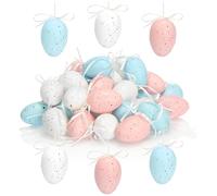 com-four® 36x Huevos de Pascua Pintados a Mano para Colgar 6 x 4 cm | Decoración de Pascua con diseño de huevo de codorniz - Huevos de Pascua decorativos para colgar