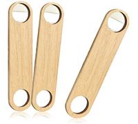 COM-FOUR® 3x Abrebotellas acero inoxidable con mango de madera natural | abrebotellas de diseño simple