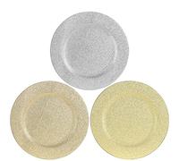 com-four® 3 platos individuales - posavasos reutilizables con brillo, ideales como decoración de mesa - platos decorativos para bodas, celebraciones familiares o Navidad - diámetro de 33 cm