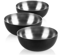 com-four® 3x bol de acero inoxidable 3 litros, grandes cuencos revestidos | fruta y comida - aptos para cocina y buffet