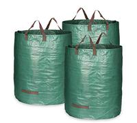 COM-FOUR® 3x Bolsas para Desechos de Jardín L, Bolsa de Jardín Plegable | Contenedor Plegable Resistente a Desgarros para Hojas - Desechos Verdes