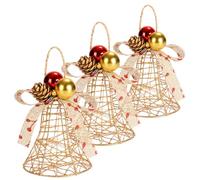 com-four® 3X Campana Decorativa, Decoración Dorada para Puertas | paredes y ventanas - Decoración navideña brillante para colgar