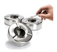 com-four® 3x Cenicero de acero inoxidable exterior, Cenicero contra viento | Ø 11 cm