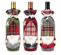 com-four® 3x fundas para botellas de vino, bolsas para botellas con diseño | decoración de botellas - gnomos de botella como embalaje de regalo