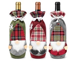 com-four® 3x fundas para botellas de vino, bolsas para botellas con diseño | decoración de botellas - gnomos de botella como embalaje de regalo
