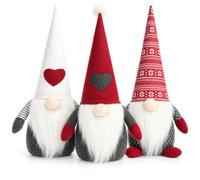 com-four® 3X Gnomos de Navidad Tope de Puerta 40 cm, Diseños Mixtos | Figuras con gorros de tela, barbas y corazones, 1,4 kg cada una, para puerta, estante, alféizar, oficina y escaparate