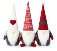 com-four® 3X Gnomos de Navidad Tope de Puerta 40 cm, Figuras Decorativas | Adornos festivos con relleno de arena, 1,4 kg cada uno, para alféizar, estante, mesa, suelo y entrada
