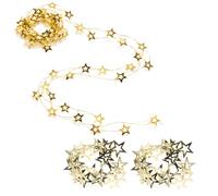 COM-FOUR® 3X Guirnalda Dorada con Estrellas, Guirnalda de Navidad | Guirnalda de estrellas para la corona de Adviento - 2 m