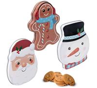 com-four® 3x Lata para galletas, lata para galletas navideñas | lata de almacenamiento navideña con tapa - caja de almacenamiento para galletas [la selección varía]