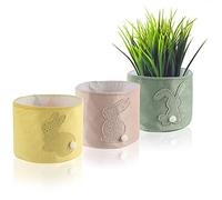 com-four® 3X Macetas de Pascua, Cesta de Pascua con Conejito de Pascua | Lindas cestas de regalo con motivo de Pascua para el comienzo de la primavera - Ø 16cm