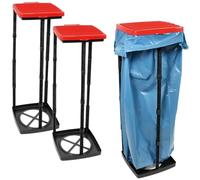 com-four® 3X Soportes para Bolsas de Basura con Tapa, se Pueden configurar | ideal para casa - jardín - taller y camping - soporte para bolsas amarillo