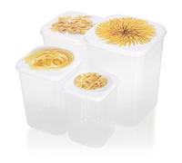 com-four® 4 piezas Juego de tarros de almacenamiento tapa, almacenamiento | pasta - muesli - frutas - verduras - aperitivos - tarro a granel