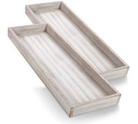 COM-FOUR® 40 x Juego de bandejas de Madera de 2 Piezas 14 cm | Bandeja de madera vintage rectangular - Bandeja para servir con aspecto rústico - Cuenco decorativo grande