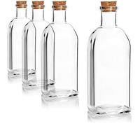 com-four® 4x botella de vidrio 500 ml con corcho, botella vacía con tapón | recipiente de vidrio para llenar con líquidos como aceite - vinagre y licores