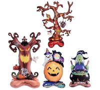 com-four® 4x globos XXL Halloween de foil, grandes globos de pie | figuras terroríficas [surtido]