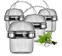 com-four® 4x Infusores de Té Acero Inoxidable 304 Ø 6,5 cm | Colador de malla fina con cadena para té, hierbas y especias, infusor para cocinar