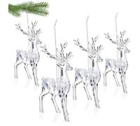 COM-FOUR® 4X Perchas para árboles de Navidad Hechas de acrílico | Perchas navideñas de renos para el árbol de Navidad - ventanas y puertas - Adornos para árboles de Navidad