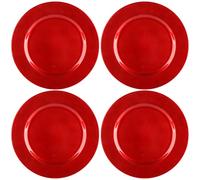 com-four® 4x Platos de Carga en Rojo Brillante, Platillos monocromáticos | Platos Decorativos para Bodas - celebraciones Familiares o Navidad - Ø 33 cm