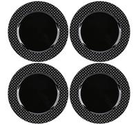 com-four®: 4 platos s brillantes con corazones brillantes. Platos de apoyo para la decoración de la mesa. Platos decorativos para bodas o celebraciones familiares. Diámetro: 33 cm