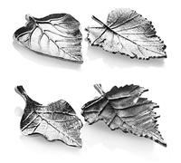COM-FOUR® 4X Posavasos Decorativos con diseño de Hojas, portavelas | cuencos planos modernos como decoración y portavelas - cuenco decorativo [la selección varía]