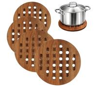 com-four® 4X salvamanteles de Madera de Acacia, protección térmica | sartenes - fuentes y platos