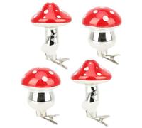 com-four® 4X Setas Decorativas para el árbol de Navidad | Adornos para árboles de Navidad en forma de seta - Amanita muscaria con clip de fijación - Amanita muscaria brillante