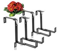 com-four® 4X Soportes para jardineras Premium para parapetos y barandillas | Fijación flexible de acero inoxidable para jardineras - Ajustable en 2 direcciones - No requiere