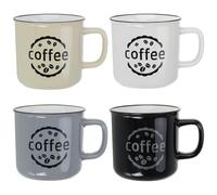 com-four® 4x Taza de café, taza de café de cerámica, taza con asa | la oficina - el jardín - el campamento [la selección varía]