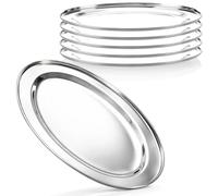 com-four® 6X Bandeja Ovalada de Acero Inoxidable, Platos Decorativos | ideal para bodas - cumpleaños y celebraciones familiares