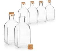 com-four® 6x Botella de Vidrio 120 ml con Tapón de Corcho | Botella para aceite, vinagre, botella decorativa, accesorio de cocina
