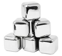 COM-FOUR® 6x Cubitos de hielo de acero inoxidable, piedras de whisky | bandeja de cubitos de hielo reutilizable - piedras de refrigeración para whisky - vino - Gin y bebidas tónicas