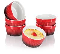 COM-FOUR® 6x tazón de ragú de aletas - moldes para horno en rojo - cuencos de crema brulée - cuenco de postre con 185 ml cada uno