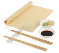 com-four® 7 piezas set para servir sushi, con esterilla de bambú, palillos