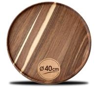 com-four® Bandeja de Madera de Acacia Ø 40 cm, Bandeja para Decoración | Tabla Decorativa Artesanal - Plato para Snacks - Queso - Embutidos