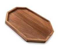 com-four® Bandeja de Madera de Mango - Octogonal 32 x 25 cm | Base decorativa con borde elevado y patas protectoras - fuente para bebidas, aperitivos, postres y pasteles